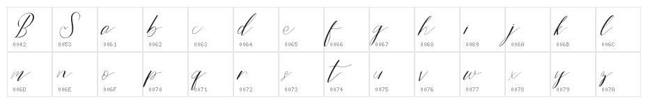 Bride Style DEMO Regular Character Map