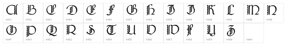 Bridgnorth Capitals Character Map