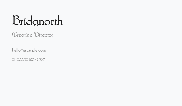 Bridgnorth Business Card