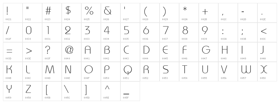 Brie Light Character Map