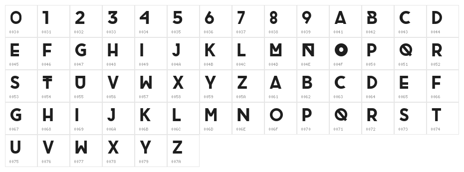 Brig Regular Character Map