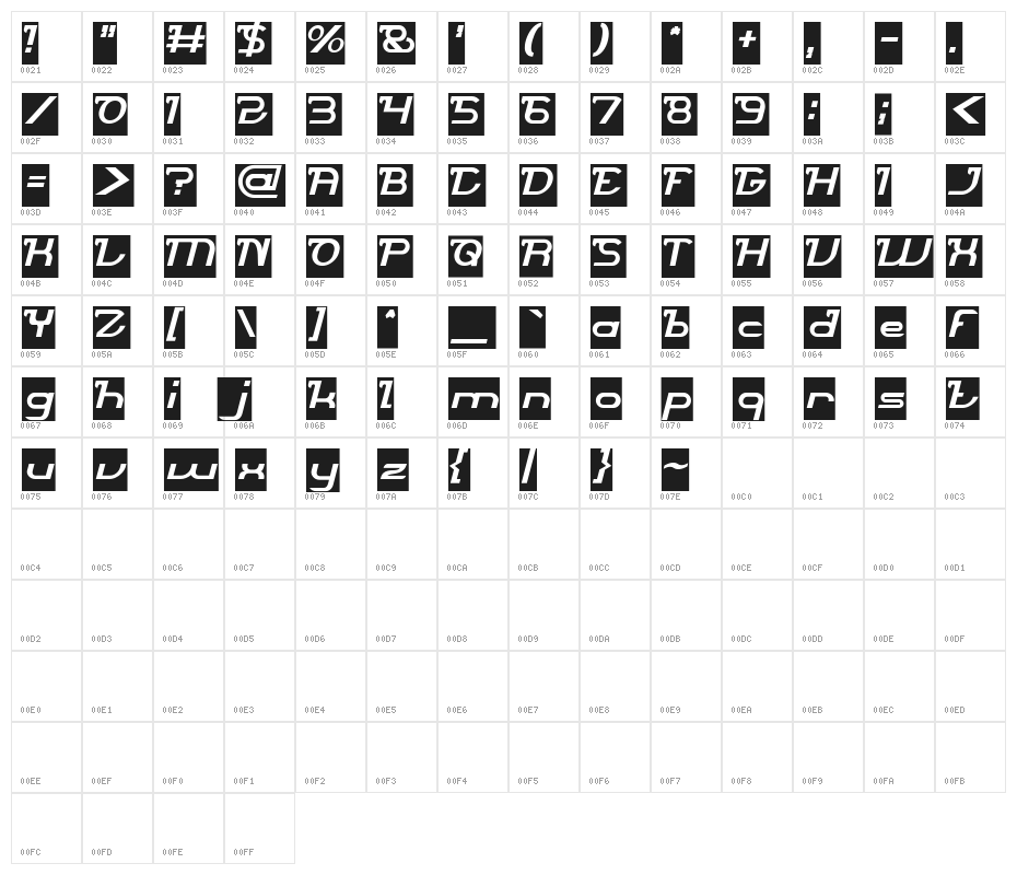Brigade Army-Inverse Character Map