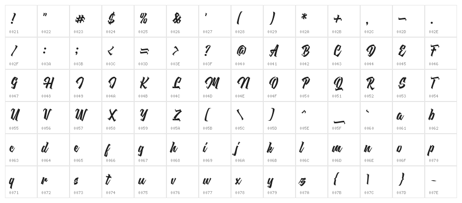 Brigherdz-Regular Character Map