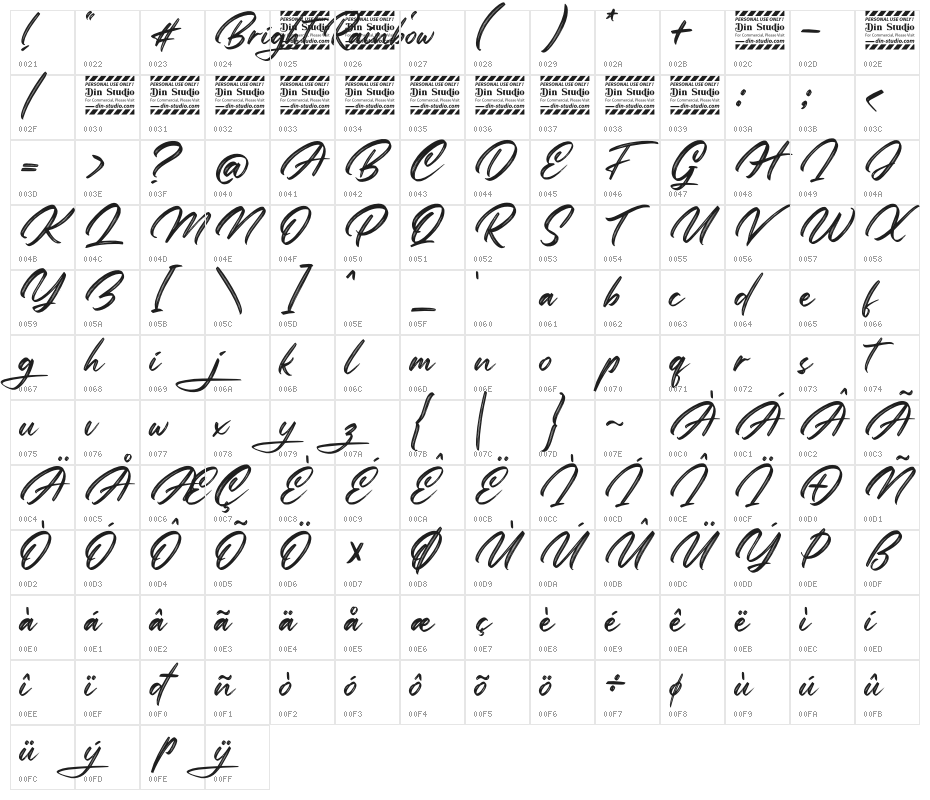 Bright Rainbow Personal Use Character Map