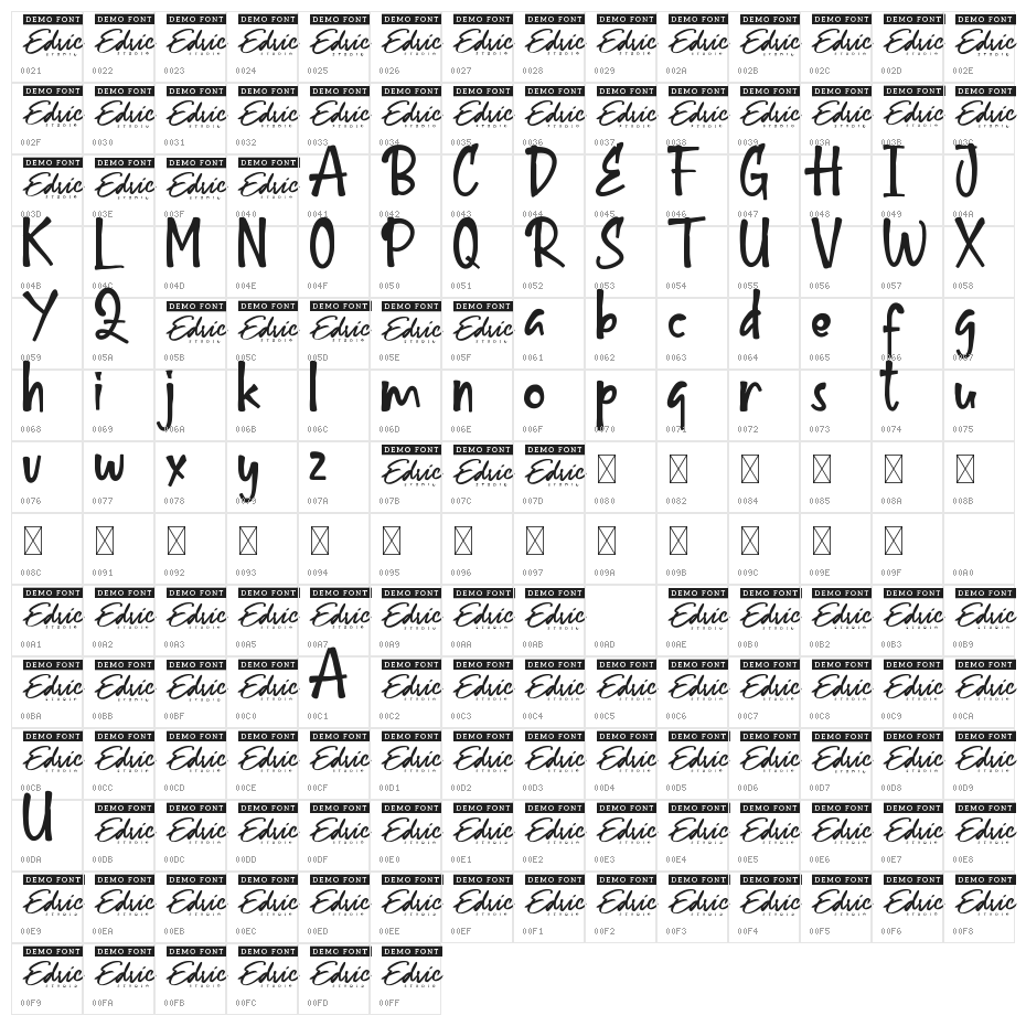 Bright Summer Demo Character Map