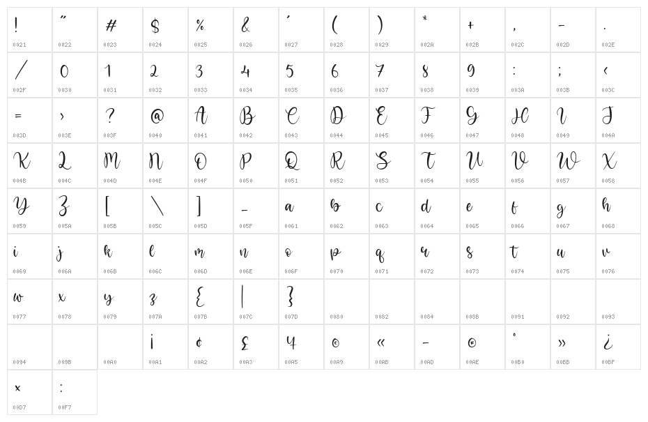 Bright Violet Character Map