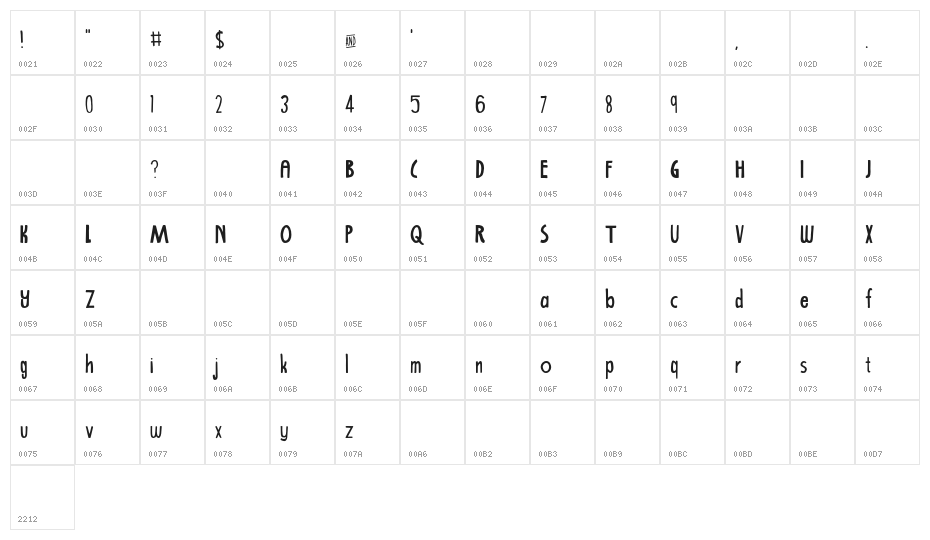 BrightandBeautiful-Regular Character Map