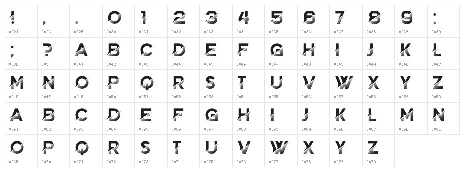 Brightness Inverted Regular Character Map