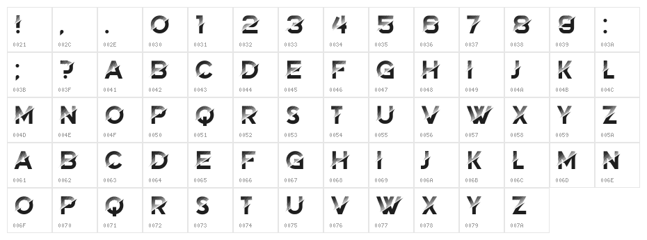 Brightness Regular Character Map