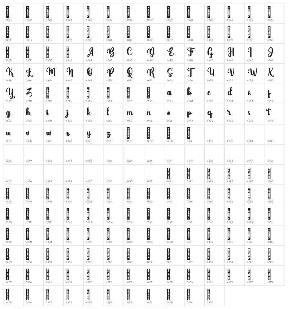 BrightsDiamond Character Map