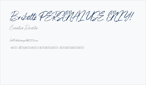 Briketts PERSONAL USE ONLY! Business Card