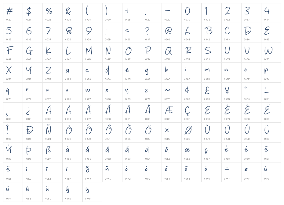 Brilliant Moment Character Map