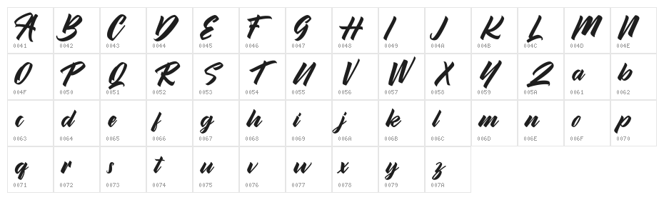 Brilyon Script FREE Character Map