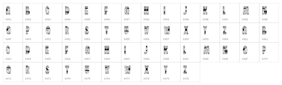 BrinetextPattern-Regular Character Map