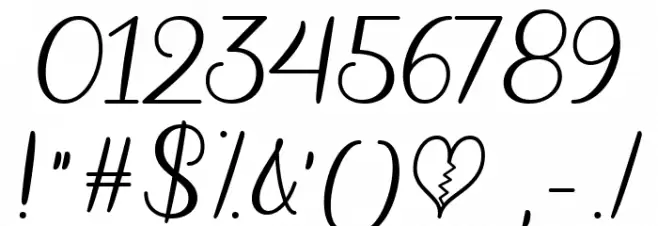 Bringing on the Heartbreak Reg Font OTHER CHARS