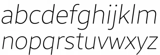 Brisa Sans Thin Italic फ़ॉन्ट लोअरकेस