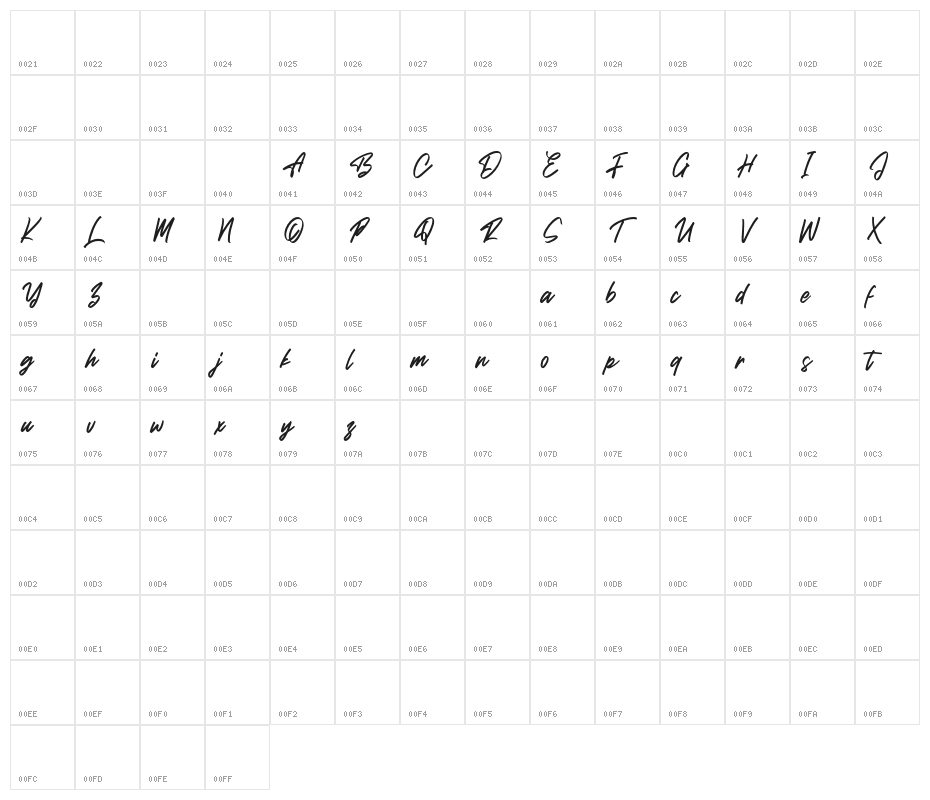 Brish Hair Character Map
