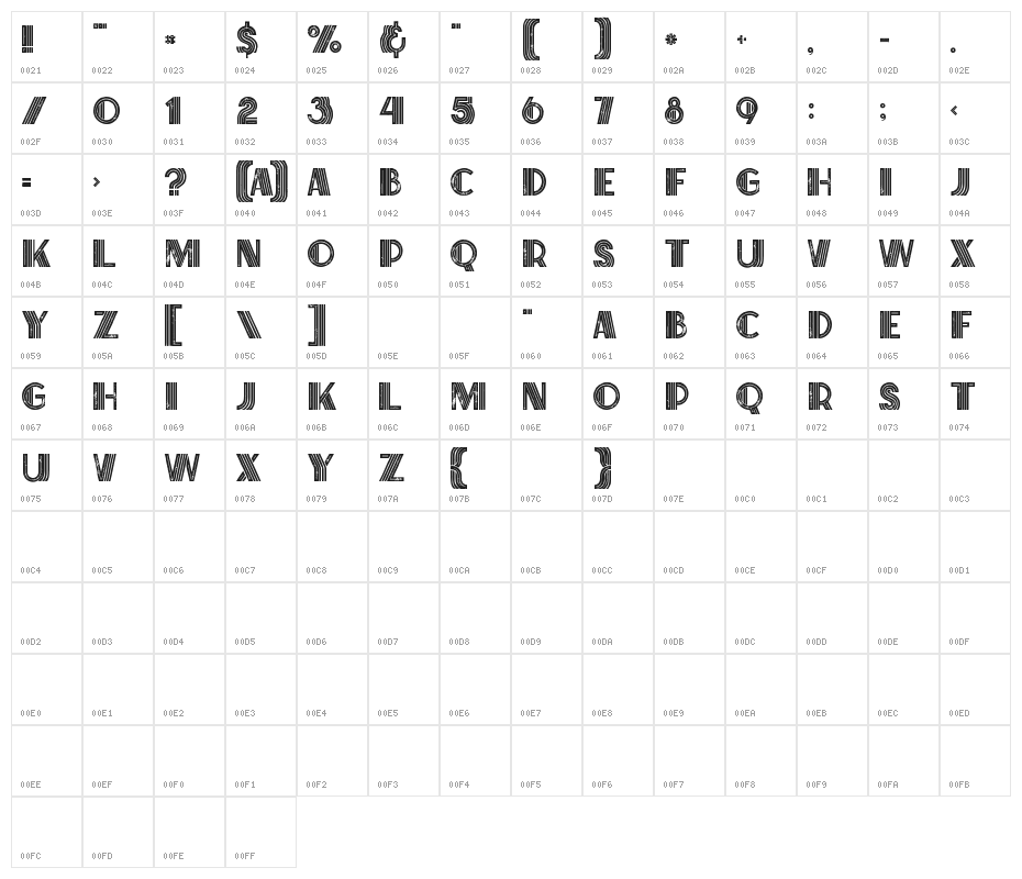 Brisk Inline Grunge Character Map
