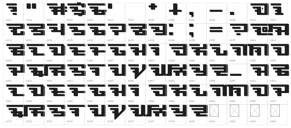 Brisk Regular Character Map