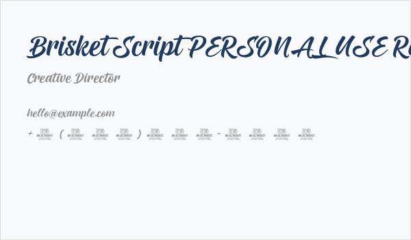 Brisket Script PERSONAL USE Regular Business Card
