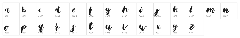 Bristle Brush Script Black Demo Character Map