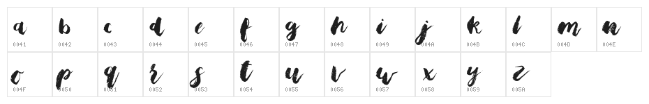 Bristle Brush Script Demo Character Map