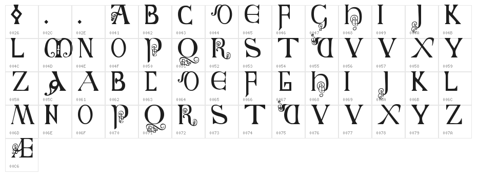 British-Block-Flourish--10th-c- Character Map