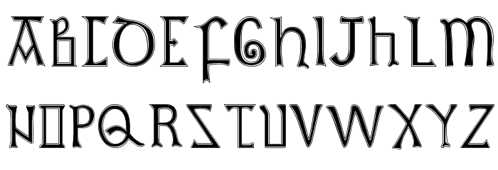 British Outline Majuscules Font LOWERCASE