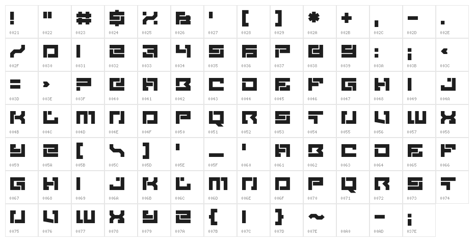 Brittle Character Map