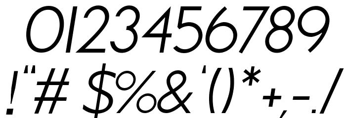 Brixton Light Oblique Font OTHER CHARS