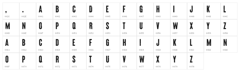 Brixton_Wood_PERSONAL_USE_ONLY Vector Character Map