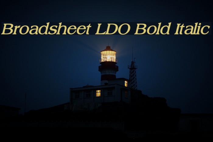 Broadsheet LDO Bold Italic Schriftart examples