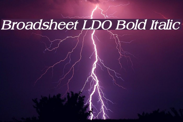 Broadsheet LDO Bold Italic Schriftart examples