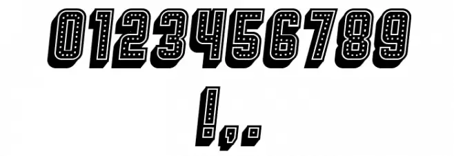 Broadway 3D Filled Italic Font OTHER CHARS