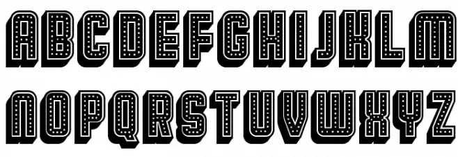 Broadway 3D Filled Regular フォント 大文字