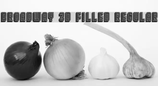 Broadway 3D Filled Regular Font examples