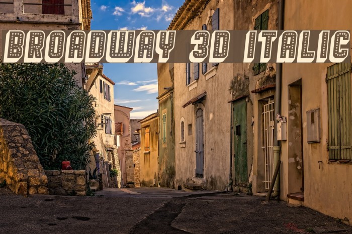 Broadway 3D Italic Font examples