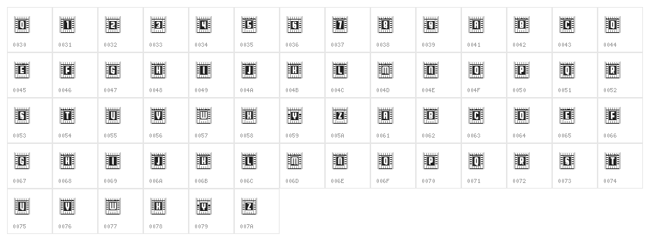 Broadway Capitals Light Regular Character Map