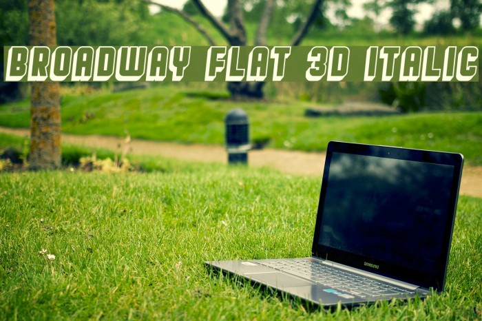 Broadway Flat 3D Italic Font examples