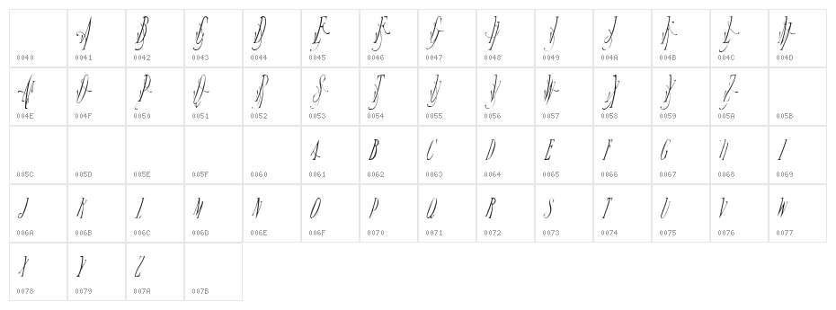 Broadway Monograms Plain Character Map