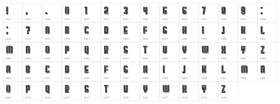 Broadway Shadow Regular Character Map