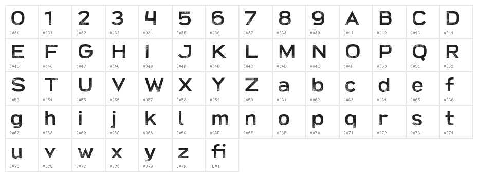 Broadwell-Personal-Use-Only-Distressed Character Map