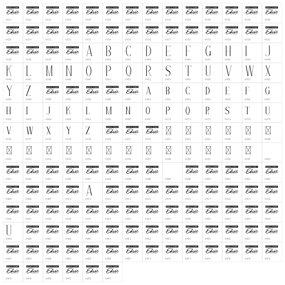 Brockley Demo Character Map