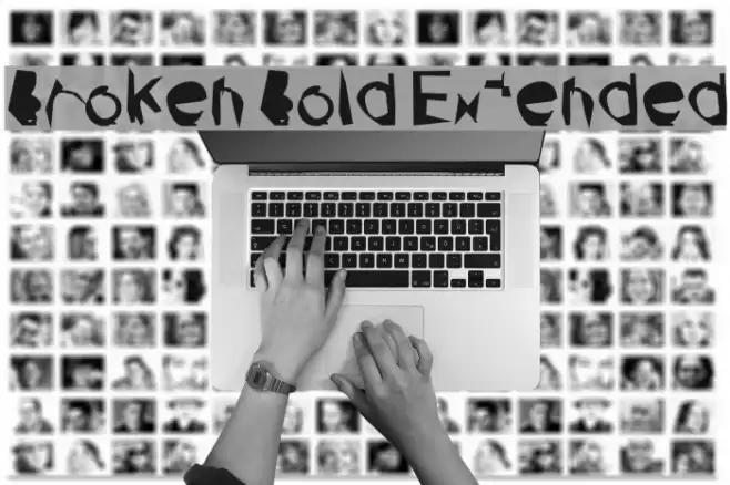 Broken Bold Extended Font examples