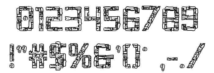 Broken Cyborg Outline Regular Font OTHER CHARS