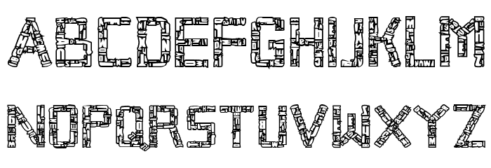 Broken Cyborg Outline Regular Font LOWERCASE