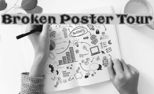 Broken Poster Tour Font examples