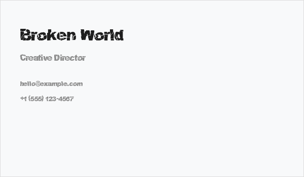 Broken World Business Card