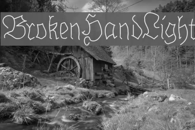 BrokenHandLight Font examples