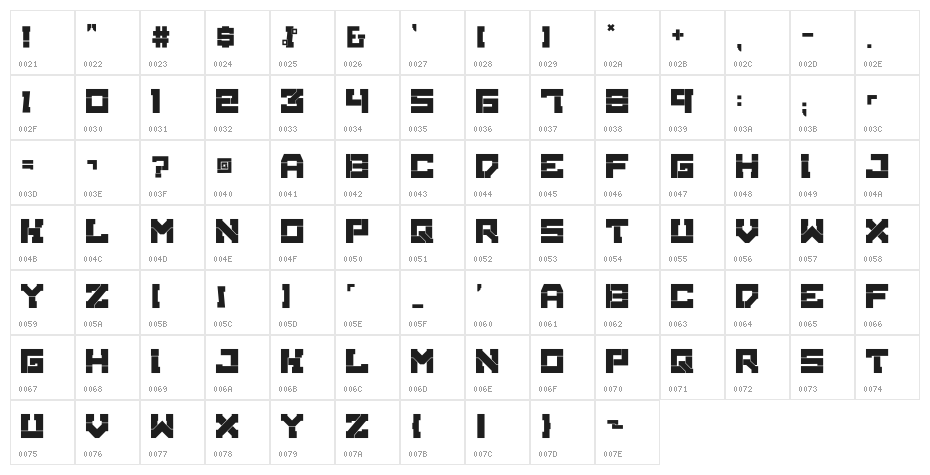 BrokenMachine Character Map